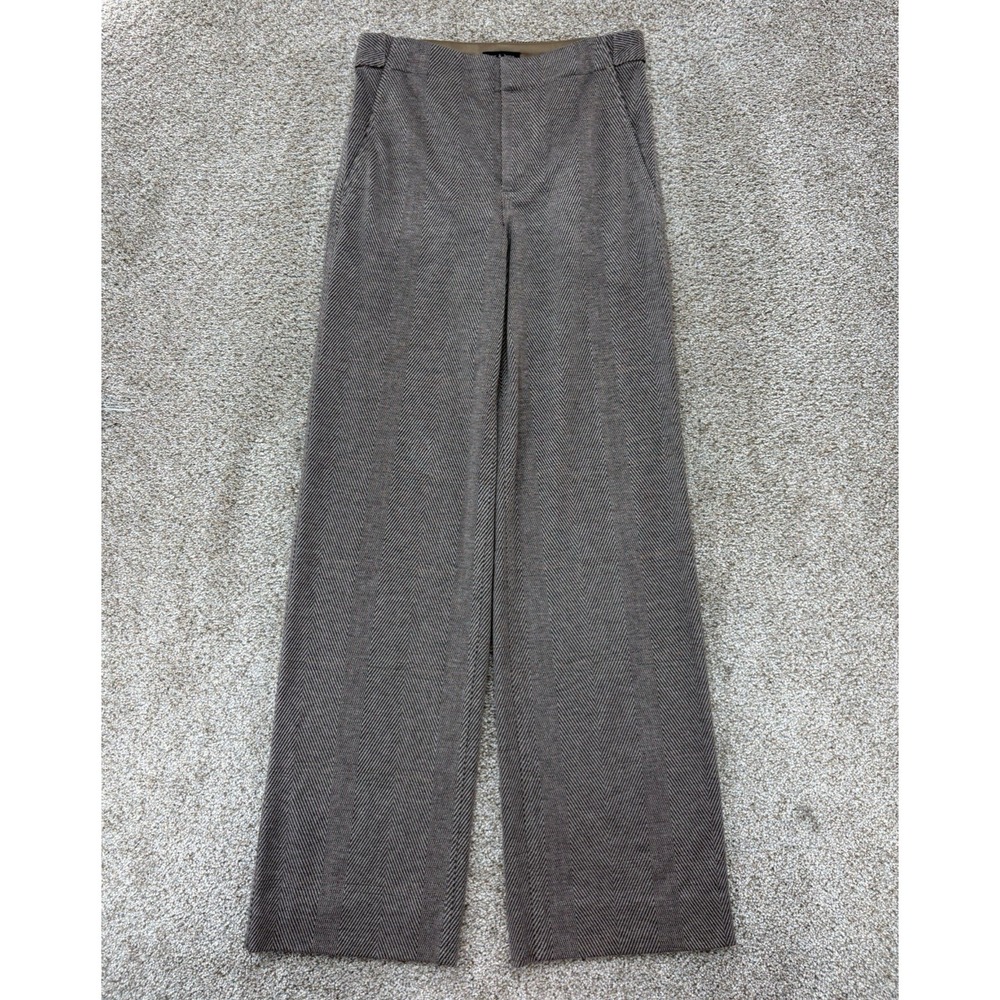 Rag & Bone Irina HR Wide Leg Tailored Pant Womens 0 Tan Herringbone Refined Knit